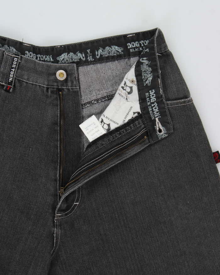 Vintage 1990s Dog Town Black Dragon Z Boys Embroidered Baggy Fit Wide Leg Skater Jeans - W30 L25