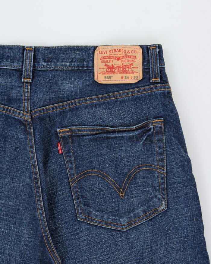 Vintage '04 Y2K Levi's '569 Loose Straight' Mid-Rise Indigo Denim Relaxed Fit Jeans - W36 L30