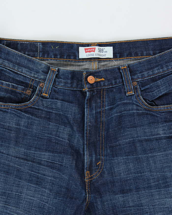 Vintage '04 Y2K Levi's '569 Loose Straight' Mid-Rise Indigo Denim Relaxed Fit Jeans - W36 L30