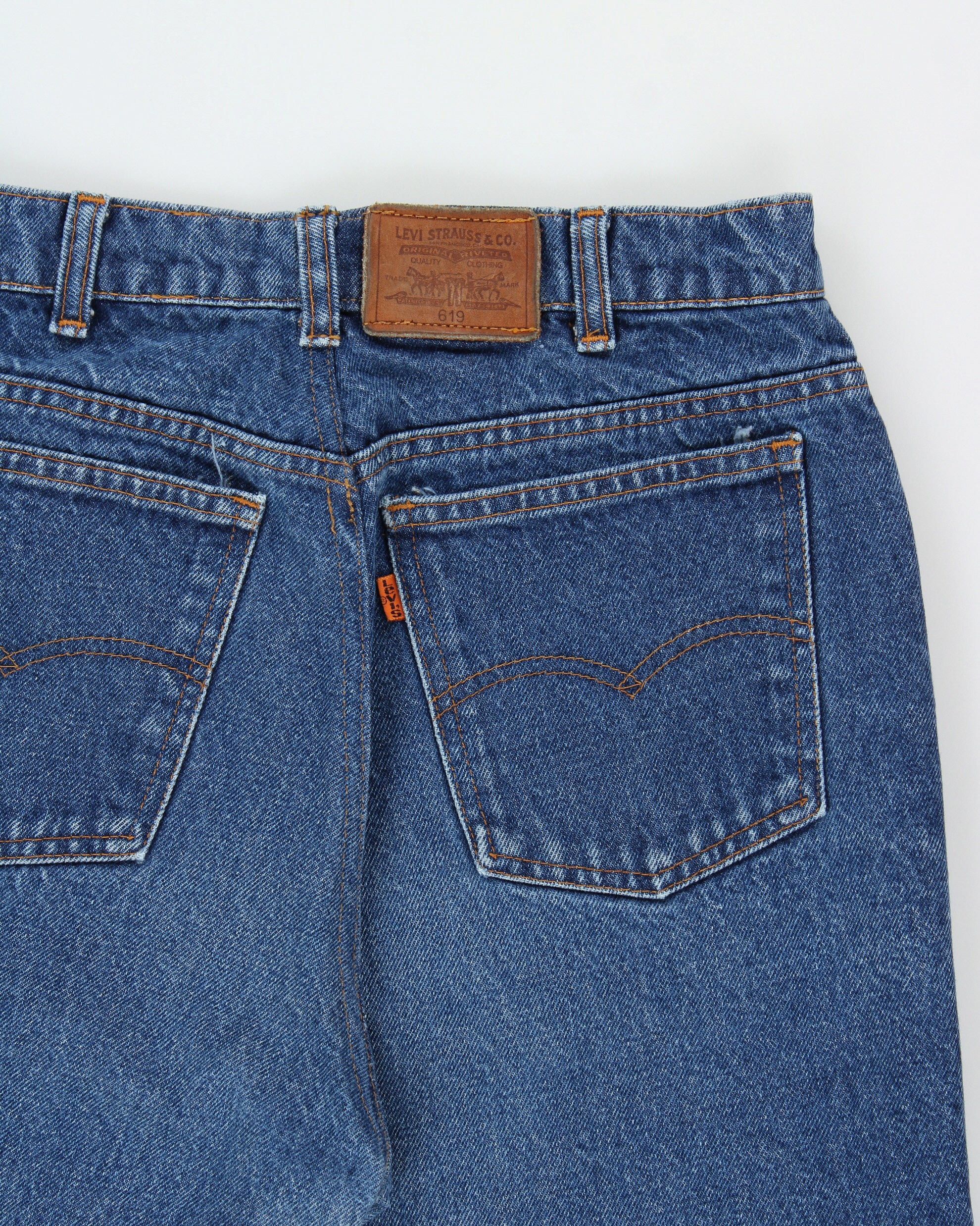Vintage 1992 Levi's 619 Orange Tab Made In Canada Mid-Rise Leather Patch Straight Leg Jeans - W30 L30