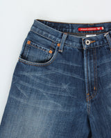 Vintage Y2K 00s Guess Premium Mid-Rise Distressed Indigo Wash Wide Leg Denim Jeans - W30 L30