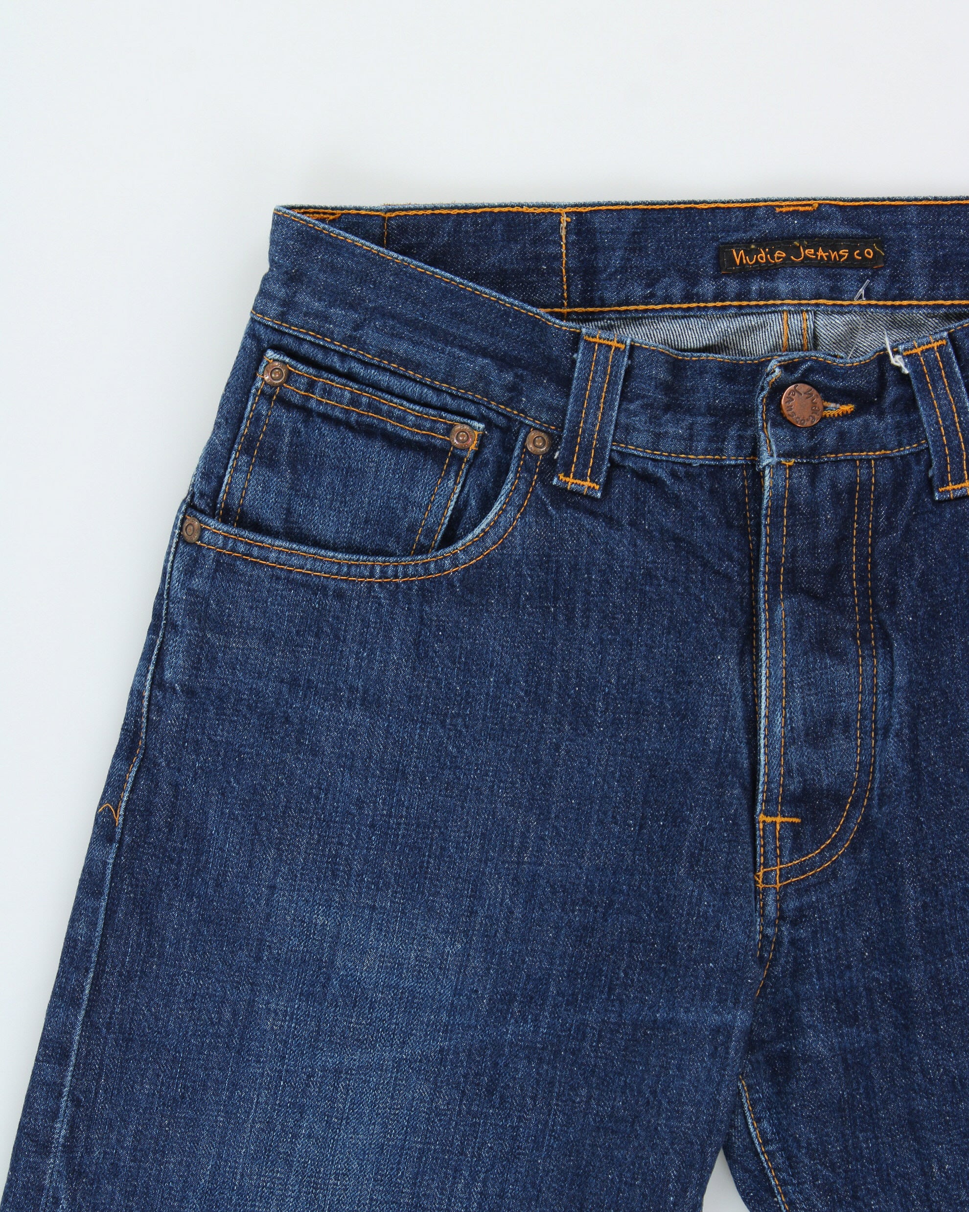 Vintage Nudie Jeans Mid-Rise Regular Alf Dry Heavy Indigo Denim Straight Leg Bootcut Jeans - W32 L32