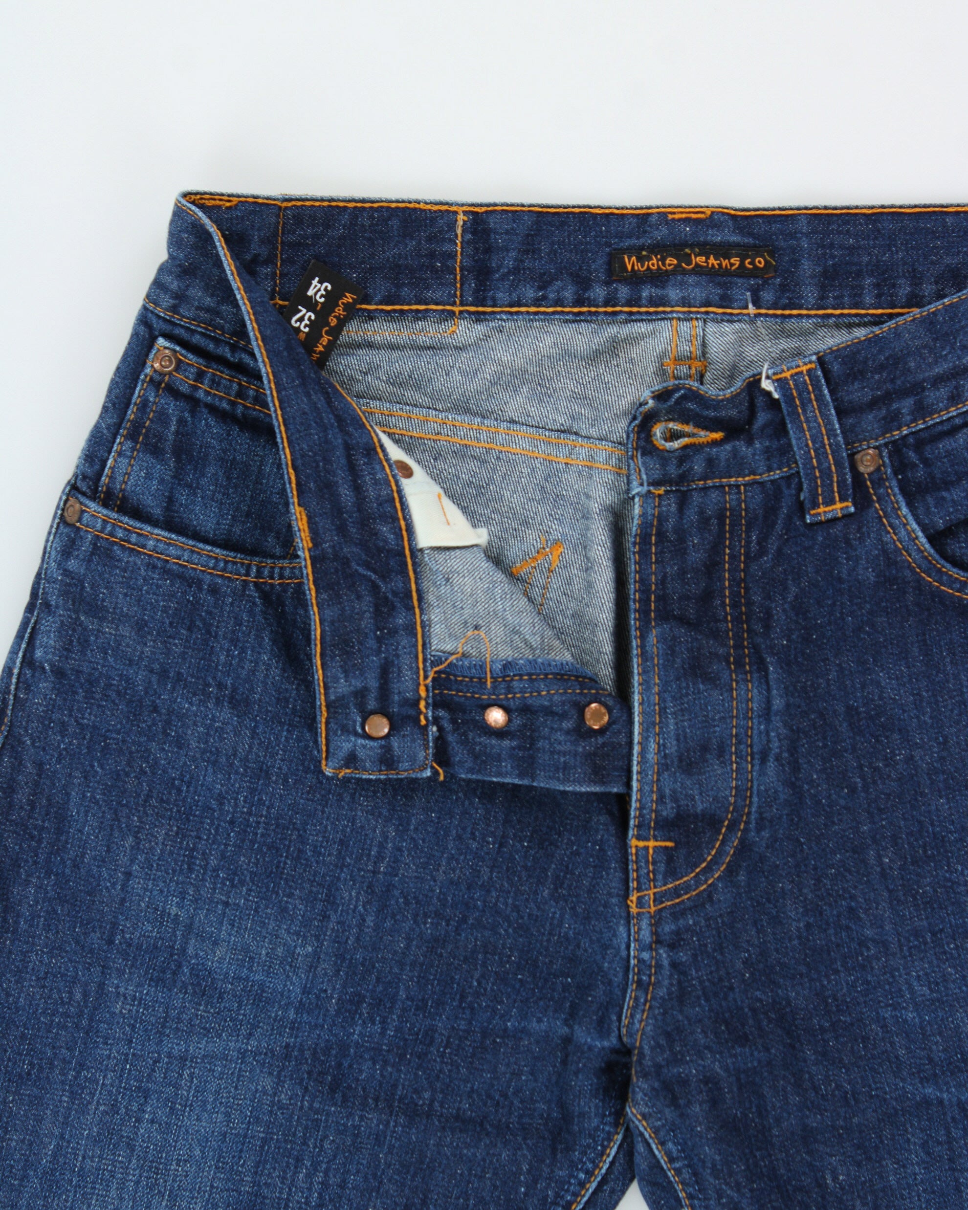 Vintage Nudie Jeans Mid-Rise Regular Alf Dry Heavy Indigo Denim Straight Leg Bootcut Jeans - W32 L32
