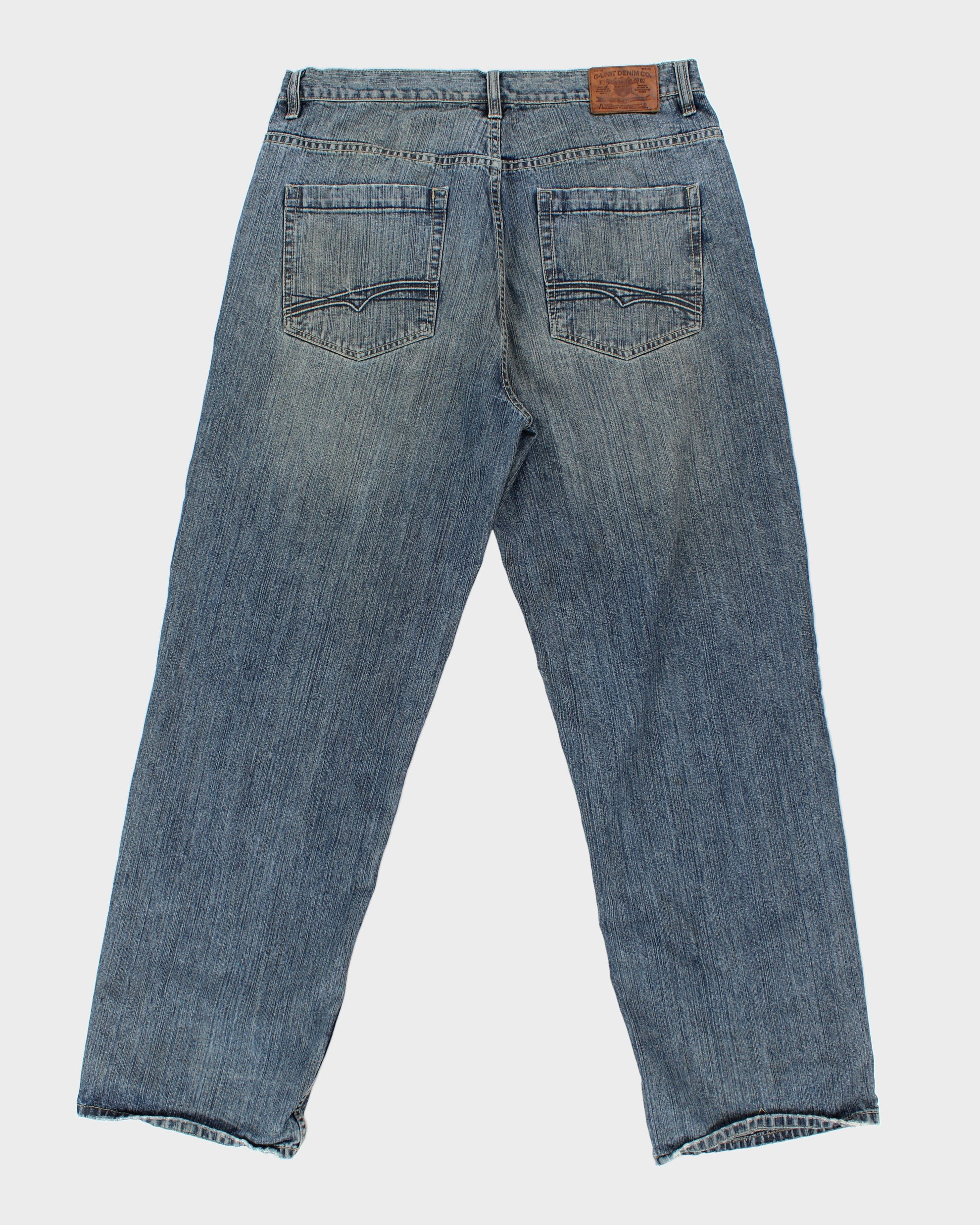 Vintage Y2K 00s G-UNIT Stone Wash Mid-Rise Baggy Wide Leg Denim Jeans - W36 L34