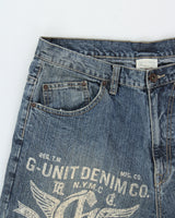 Vintage Y2K 00s G-UNIT Stone Wash Mid-Rise Baggy Wide Leg Denim Jeans - W36 L34