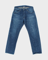 Vintage A Bathing Ape 'Ape Is Bathing' Mid-Rise Paint Splatter Straight Leg Buckle-Back Carpenter Jeans - W33 L32