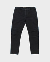 AW2016 Versace Black Low-Rise Slim Fit Motorcycle Denim Biker Jeans - W35 L30