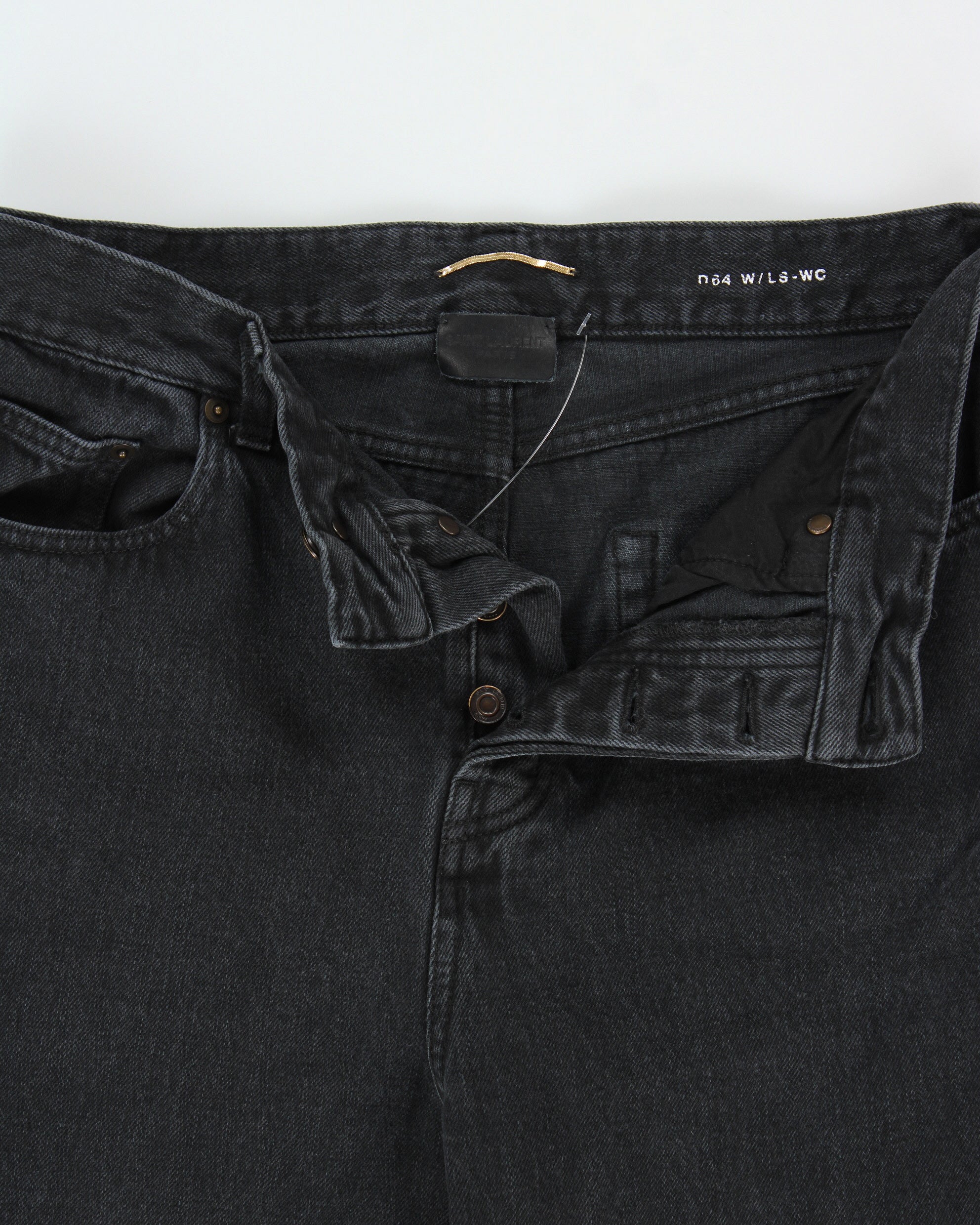 FW2023 Saint Laurent D64 Black Mid-Rise Button Fly Classic Cut Straight Leg Denim Jeans - W32 L35