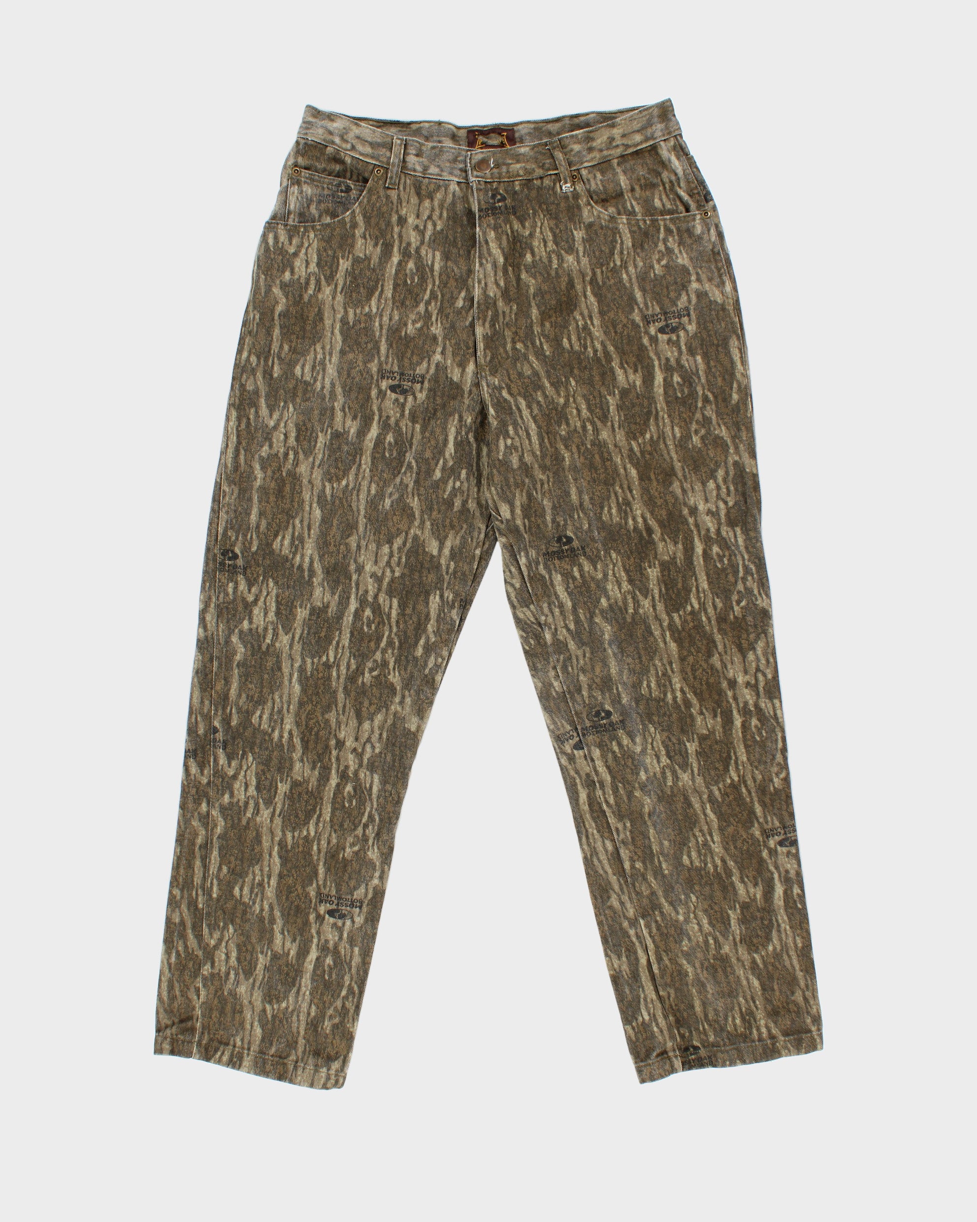 Vintage 1990s Mossy Oak Bottom Land Mid-Rise Realtree Camo Relaxed Fit Straight Leg Denim Jeans - W33 L30