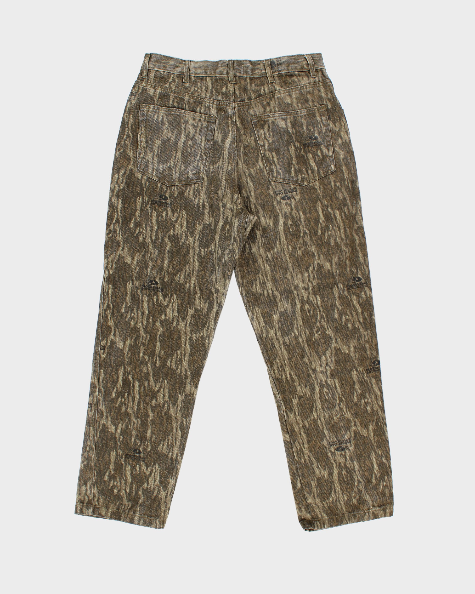 Vintage 1990s Mossy Oak Bottom Land Mid-Rise Realtree Camo Relaxed Fit Straight Leg Denim Jeans - W33 L30