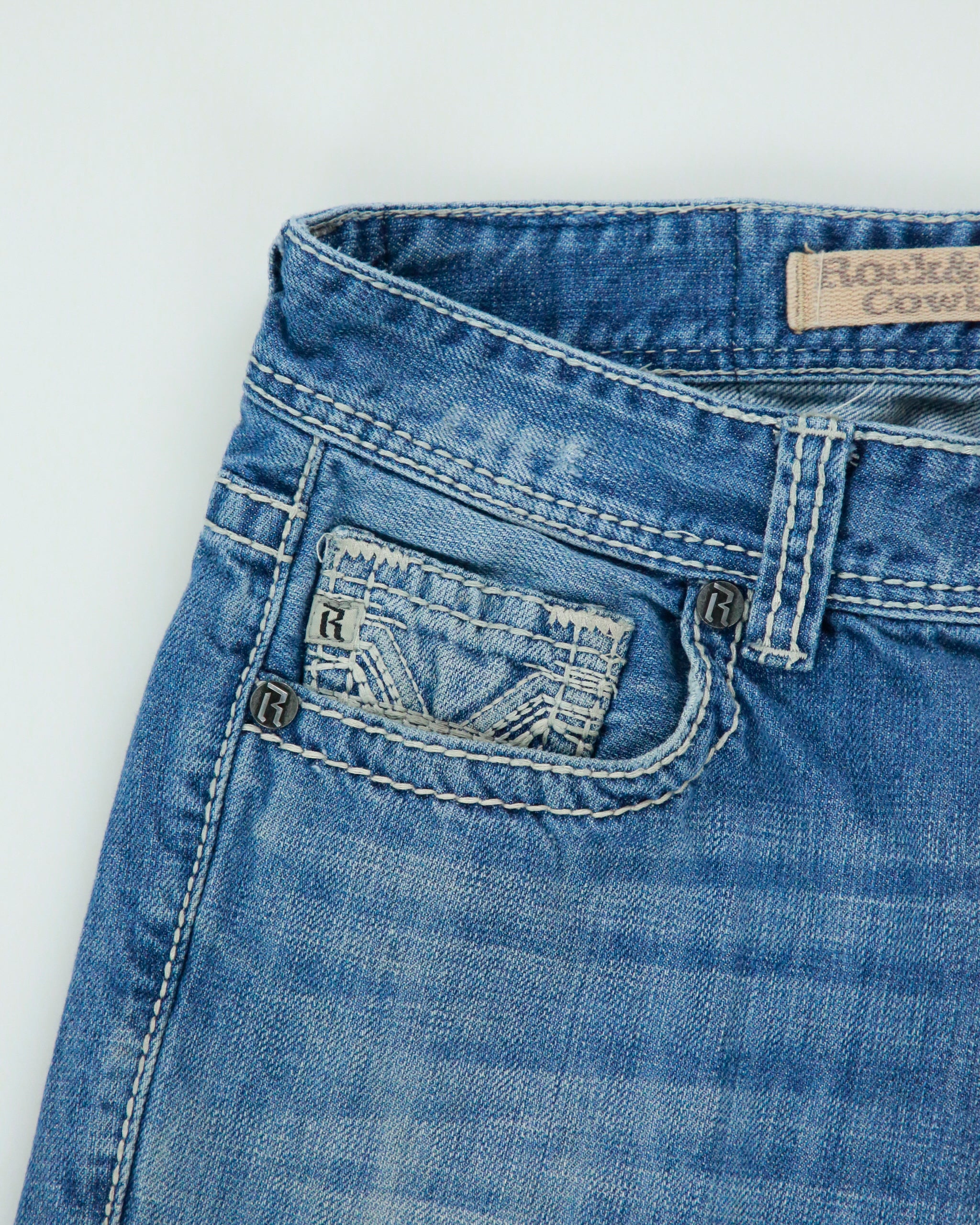 Vintage Y2K 00s Rock &amp; Roll Cowboy Relaxed Bootcut Jeans - W32 L34