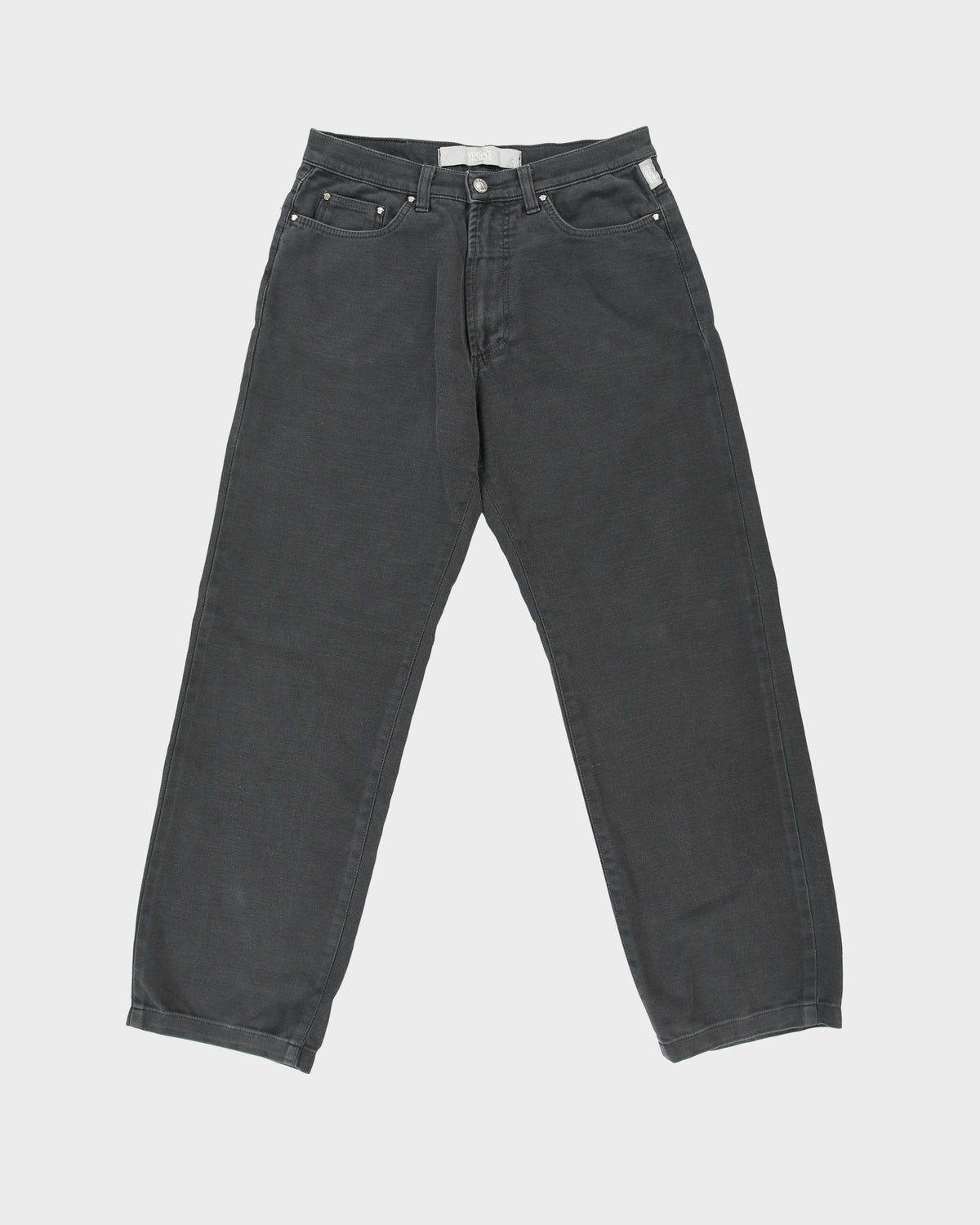 Vintage F/W 2001 Y2K Versace Jeans Couture Mid Rise Faded Black Relaxed Fit Straight Leg Stretch Denim Jeans - W32 L30