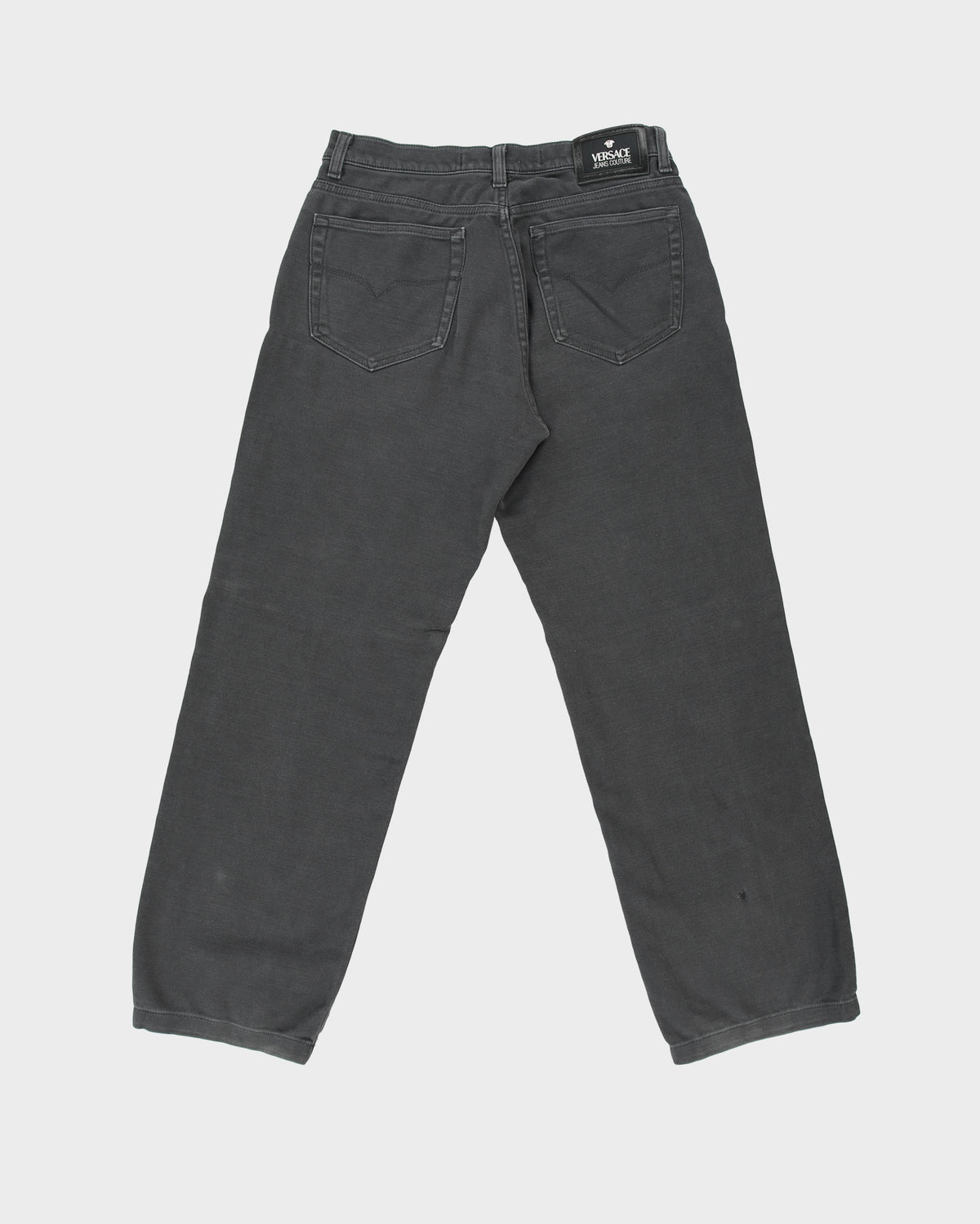 Vintage F/W 2001 Y2K Versace Jeans Couture Mid Rise Faded Black Relaxed Fit Straight Leg Stretch Denim Jeans - W32 L30