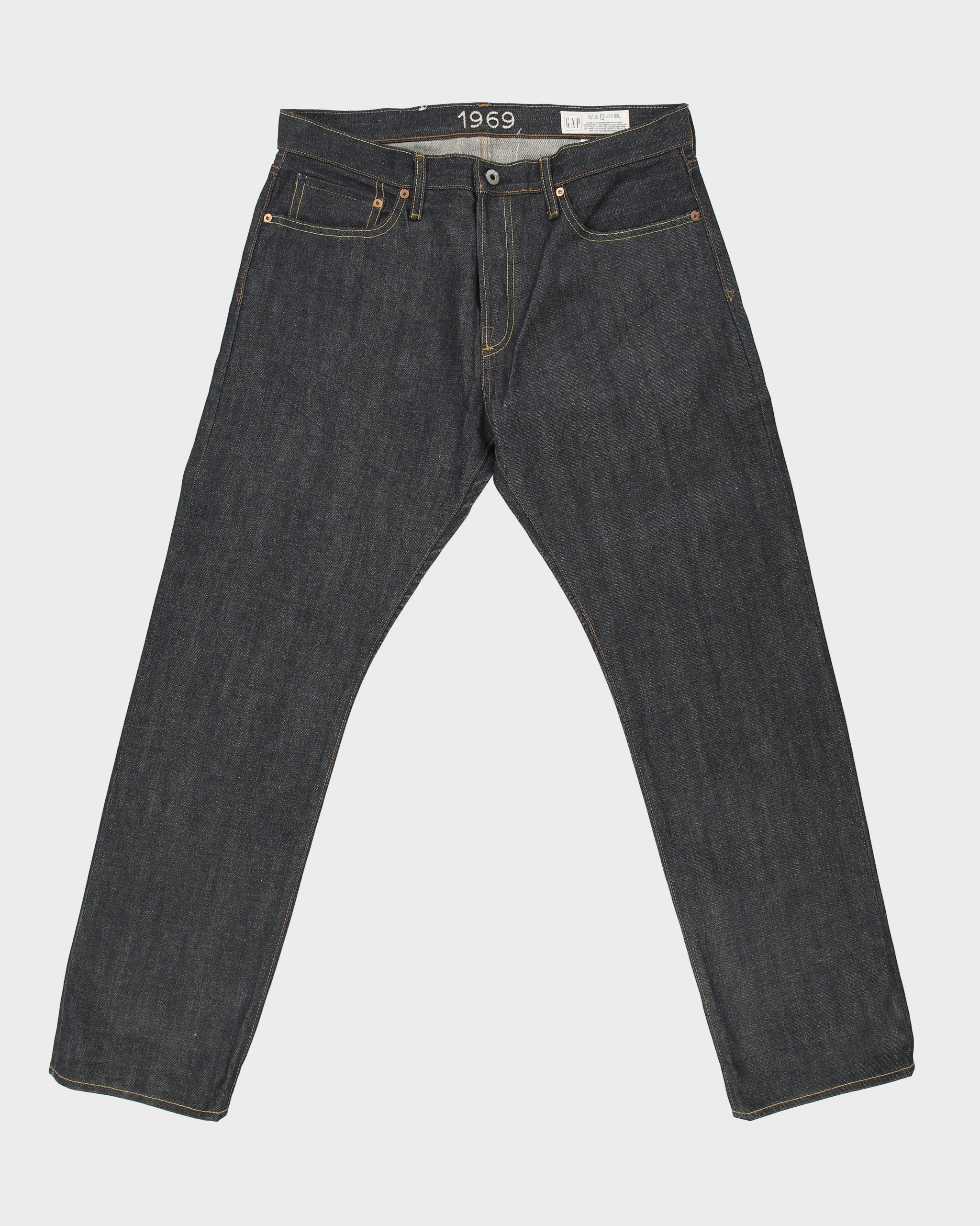 DS GAP 1969 13oz Japanese Kaihara Raw Selvedge Denim Mid Rise Straight Leg Jeans - W34 L32