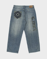 Vintage Y2K 00s G-Unit Patch Embroidered Stone Wash Wide Leg Denim Jeans - W36 L29
