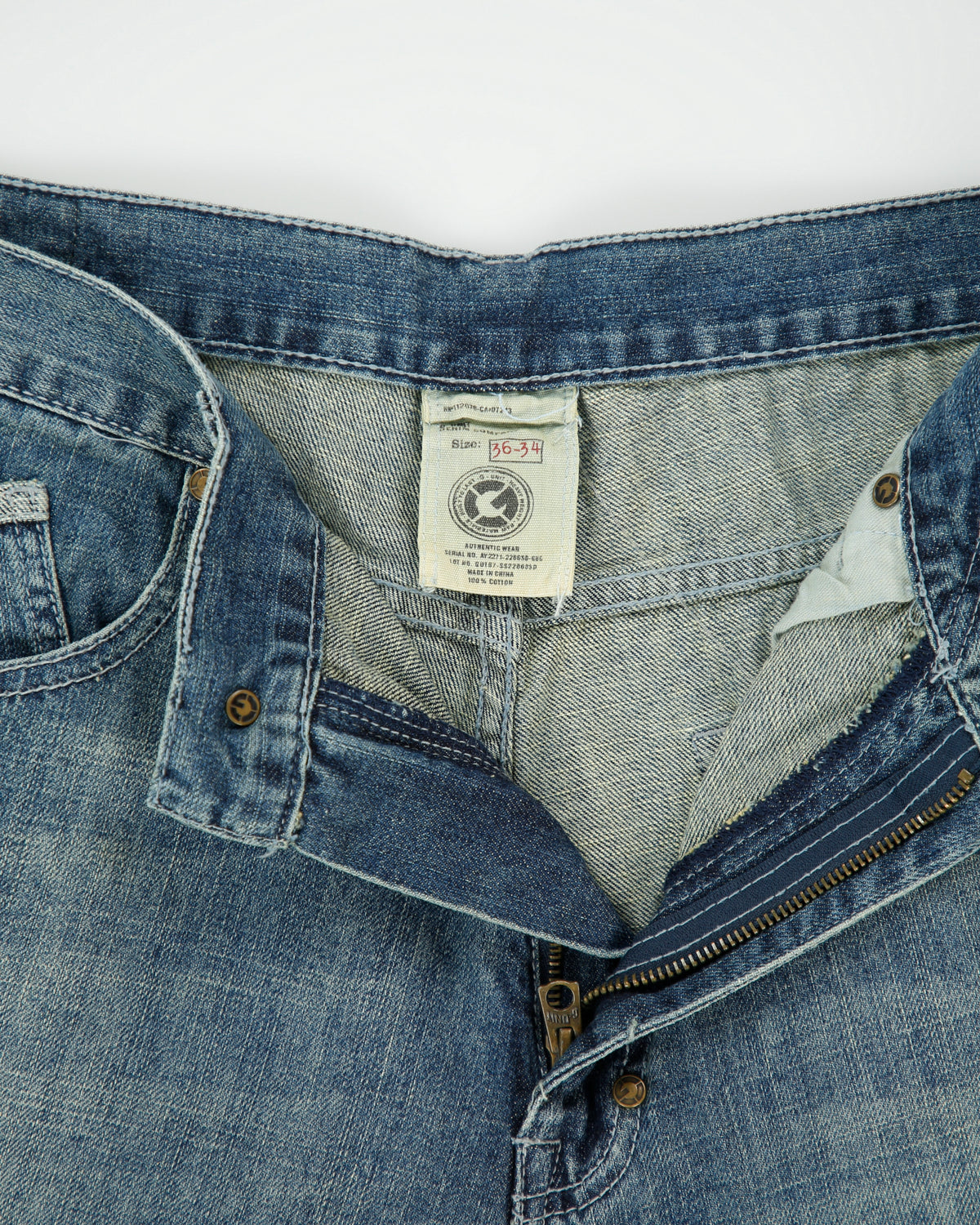 Vintage Y2K 00s G-Unit Patch Embroidered Stone Wash Wide Leg Denim Jeans - W36 L29