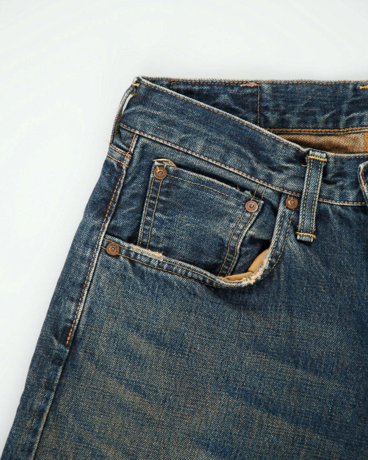Vintage Edwin 1505 Distressed Japanese Selvedge Mud Wash Denim Straight Leg Jeans - W29 L32