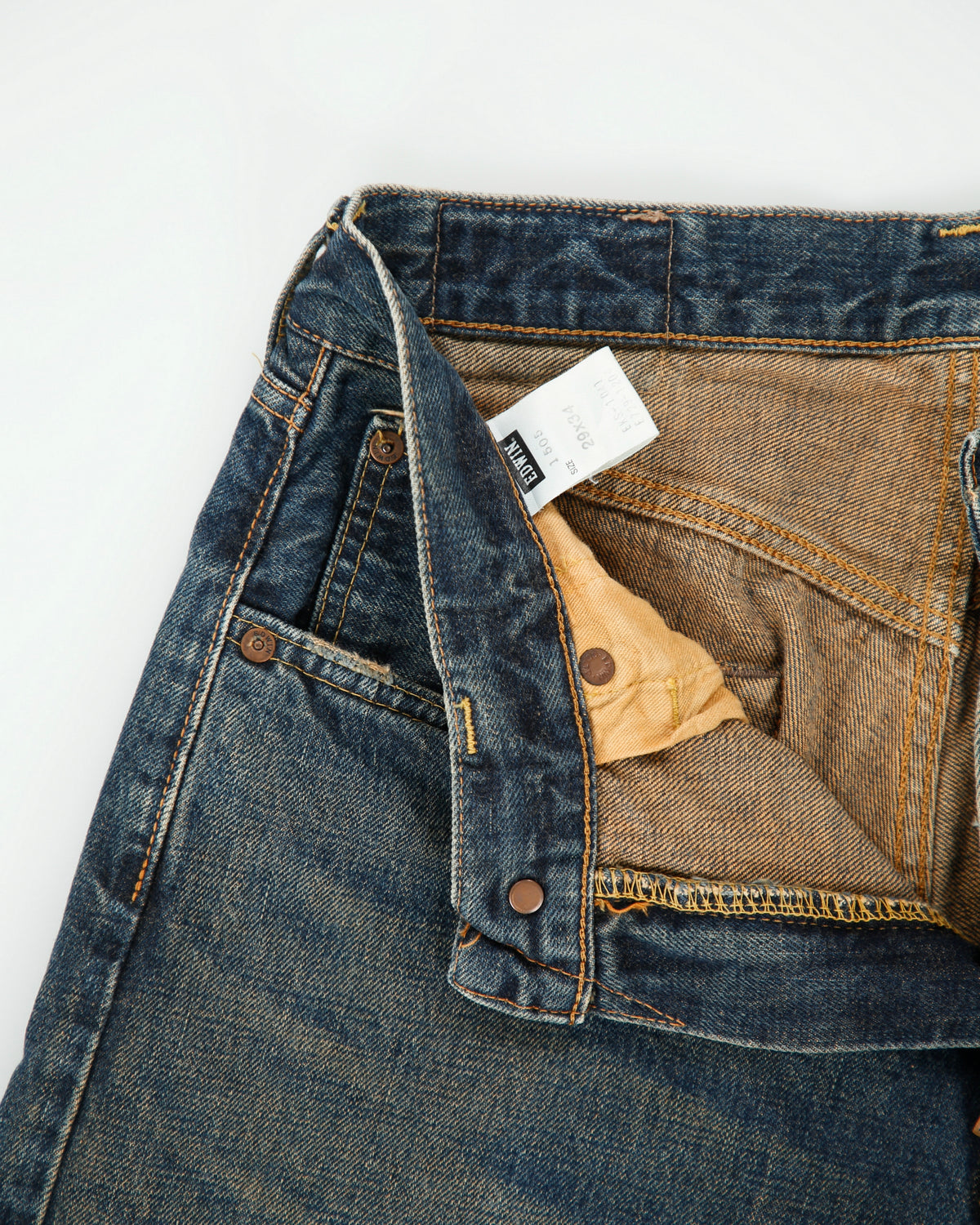 Vintage Edwin 1505 Distressed Japanese Selvedge Mud Wash Denim Straight Leg Jeans - W29 L32