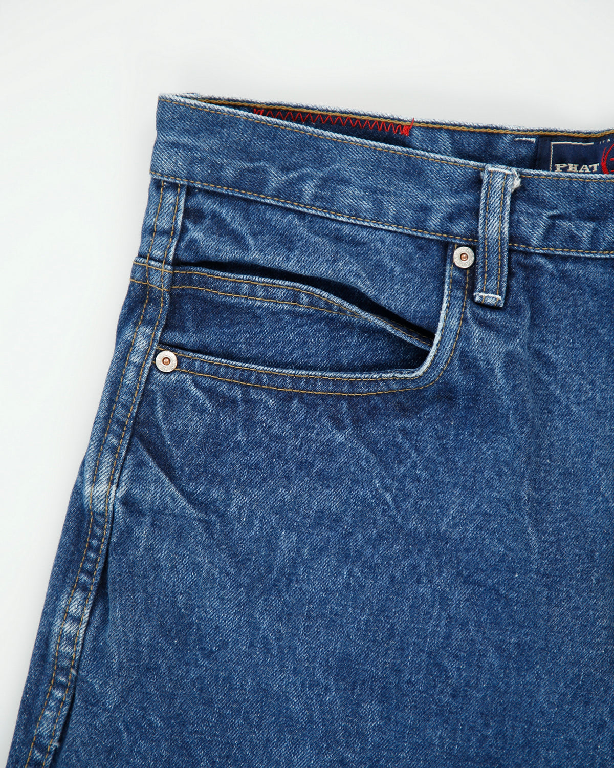 Vintage 1990s Phat Farm Med Wash Heavyweight High Rise Baggy Fit Wide Leg Denim Jeans - W32 L33