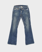 Vintage Y2K 00s True Religion Women's Joey Super T Made In USA Low Rise Contrast Stitch Flap Pocket Bootcut Flared Denim Jeans - W26 L32