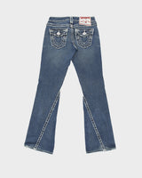 Vintage Y2K 00s True Religion Women's Joey Super T Made In USA Low Rise Contrast Stitch Flap Pocket Bootcut Flared Denim Jeans - W26 L32