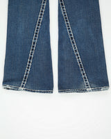 Vintage Y2K 00s True Religion Women's Joey Super T Made In USA Low Rise Contrast Stitch Flap Pocket Bootcut Flared Denim Jeans - W26 L32