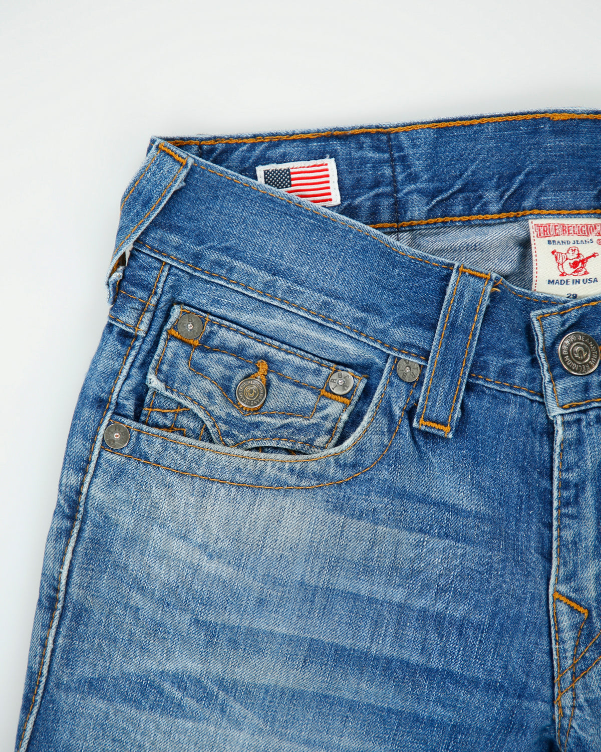Vintage Y2K 00s True Religion Low Rise Made In USA Flap Pocket Slim Straight Leg Jeans - W30 L30