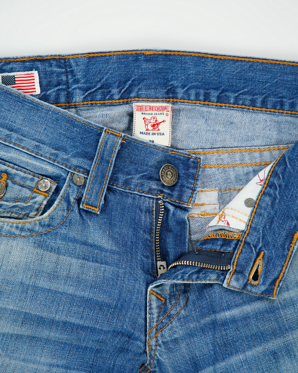 Vintage Y2K 00s True Religion Low Rise Made In USA Flap Pocket Slim Straight Leg Jeans - W30 L30