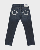 Vintage Y2K 00s True Religion Low Rise Contrast Stitch Raw Denim Made In USA Checker Flap Pocket Slim Fit Jeans - W33 L34