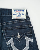 Vintage Y2K 00s True Religion Low Rise Contrast Stitch Raw Denim Made In USA Checker Flap Pocket Slim Fit Jeans - W33 L34