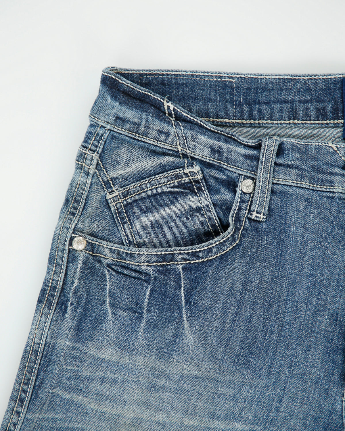 Vintage Y2K 00s Rock &amp; Republic Mid Rise Contrast Stitch Stone Wash Denim Relaxed Straight Leg Jeans - W34 L32