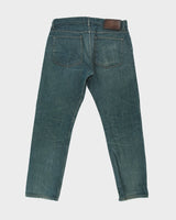 Naked &amp; Famous Weird Guy Mid Rise Faded Mud Wash Japanese Selvedge Denim Made In America Straight Tapered Leg Jeans - W36 L33