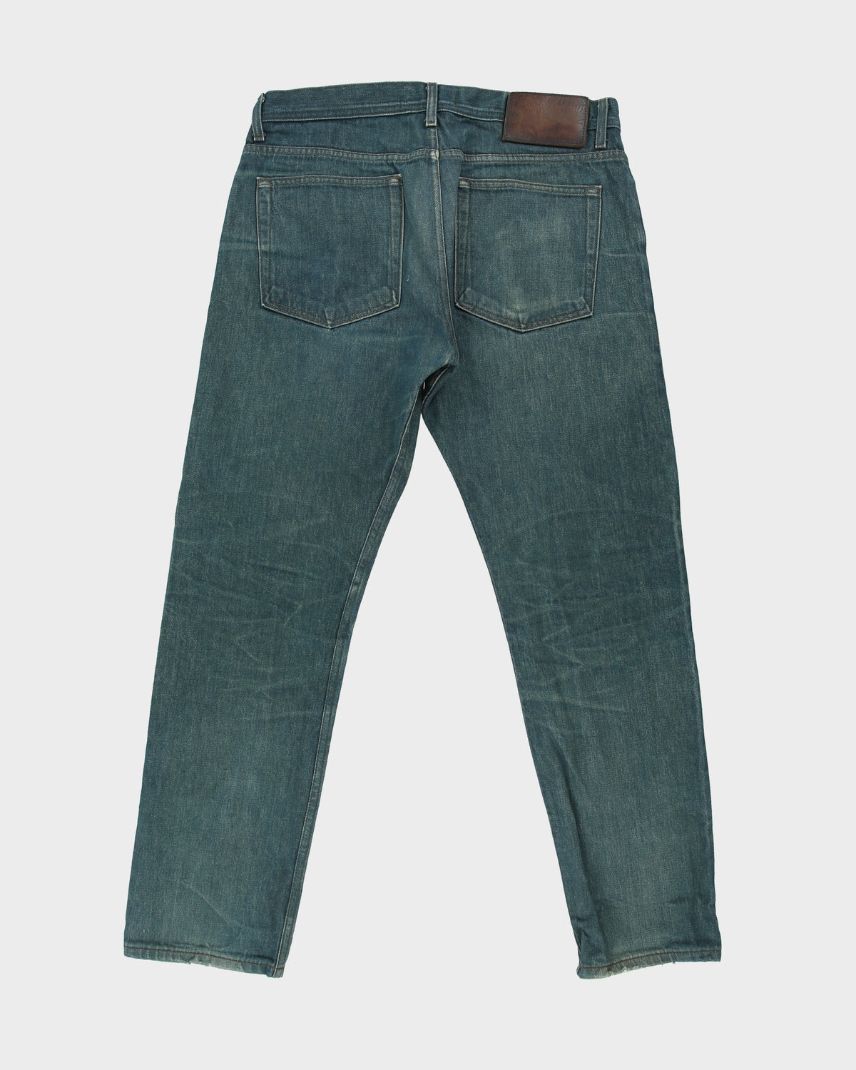 Naked &amp; Famous Weird Guy Mid Rise Faded Mud Wash Japanese Selvedge Denim Made In America Straight Tapered Leg Jeans - W36 L33