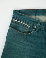 Naked &amp; Famous Weird Guy Mid Rise Faded Mud Wash Japanese Selvedge Denim Made In America Straight Tapered Leg Jeans - W36 L33