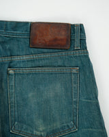 Naked &amp; Famous Weird Guy Mid Rise Faded Mud Wash Japanese Selvedge Denim Made In America Straight Tapered Leg Jeans - W36 L33