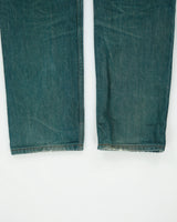 Naked &amp; Famous Weird Guy Mid Rise Faded Mud Wash Japanese Selvedge Denim Made In America Straight Tapered Leg Jeans - W36 L33