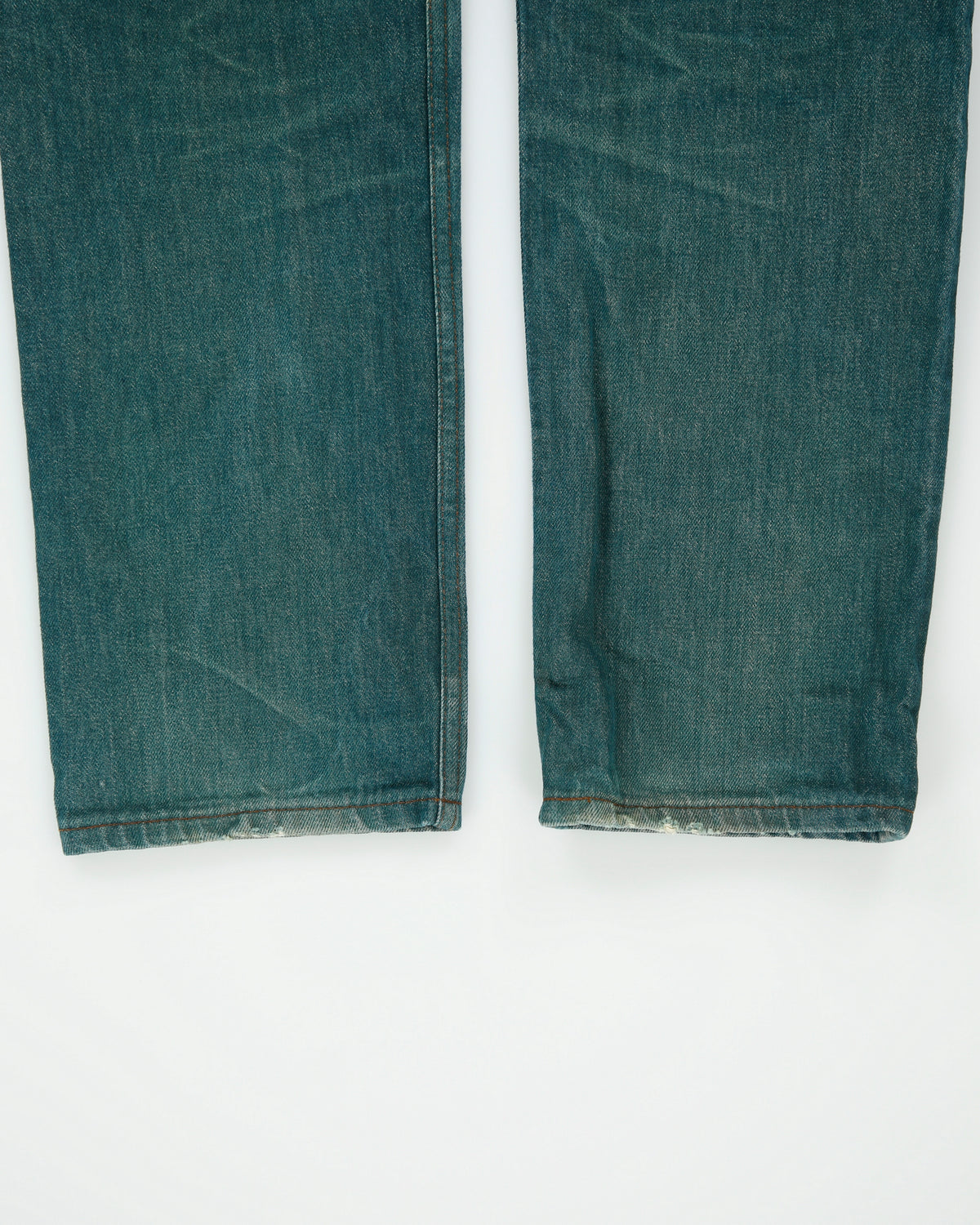Naked &amp; Famous Weird Guy Mid Rise Faded Mud Wash Japanese Selvedge Denim Made In America Straight Tapered Leg Jeans - W36 L33