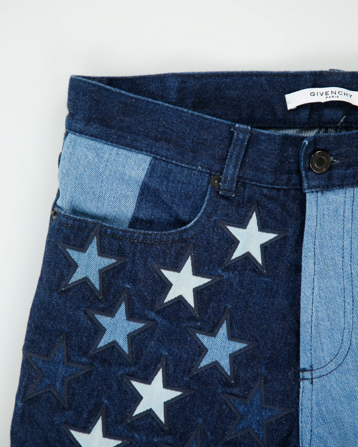 F/W 2016 Givenchy 'Multi Stars &amp; Stripes' Mid Rise Embroidered Patchwork Denim Skinny Fit Jeans - W30 L34