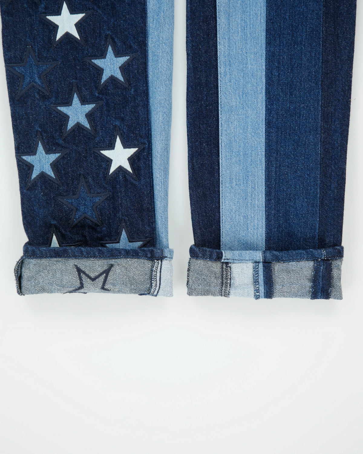 F/W 2016 Givenchy 'Multi Stars &amp; Stripes' Mid Rise Embroidered Patchwork Denim Skinny Fit Jeans - W30 L34