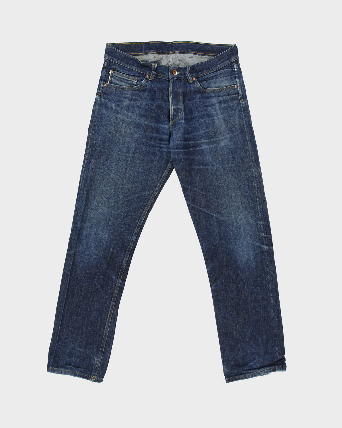 Vintage Maple Leaf Mid Rise Selvedge Indigo Denim Made In America Straight Leg Jeans - W32 L32