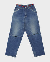 Vintage 1990s Pure Playaz Heavyweight Mid Denim Split Knee Baggy Fit Tapered Wide Leg Jeans - W32 L32