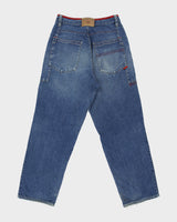 Vintage 1990s Pure Playaz Heavyweight Mid Denim Split Knee Baggy Fit Tapered Wide Leg Jeans - W32 L32