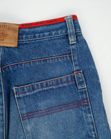 Vintage 1990s Pure Playaz Heavyweight Mid Denim Split Knee Baggy Fit Tapered Wide Leg Jeans - W32 L32