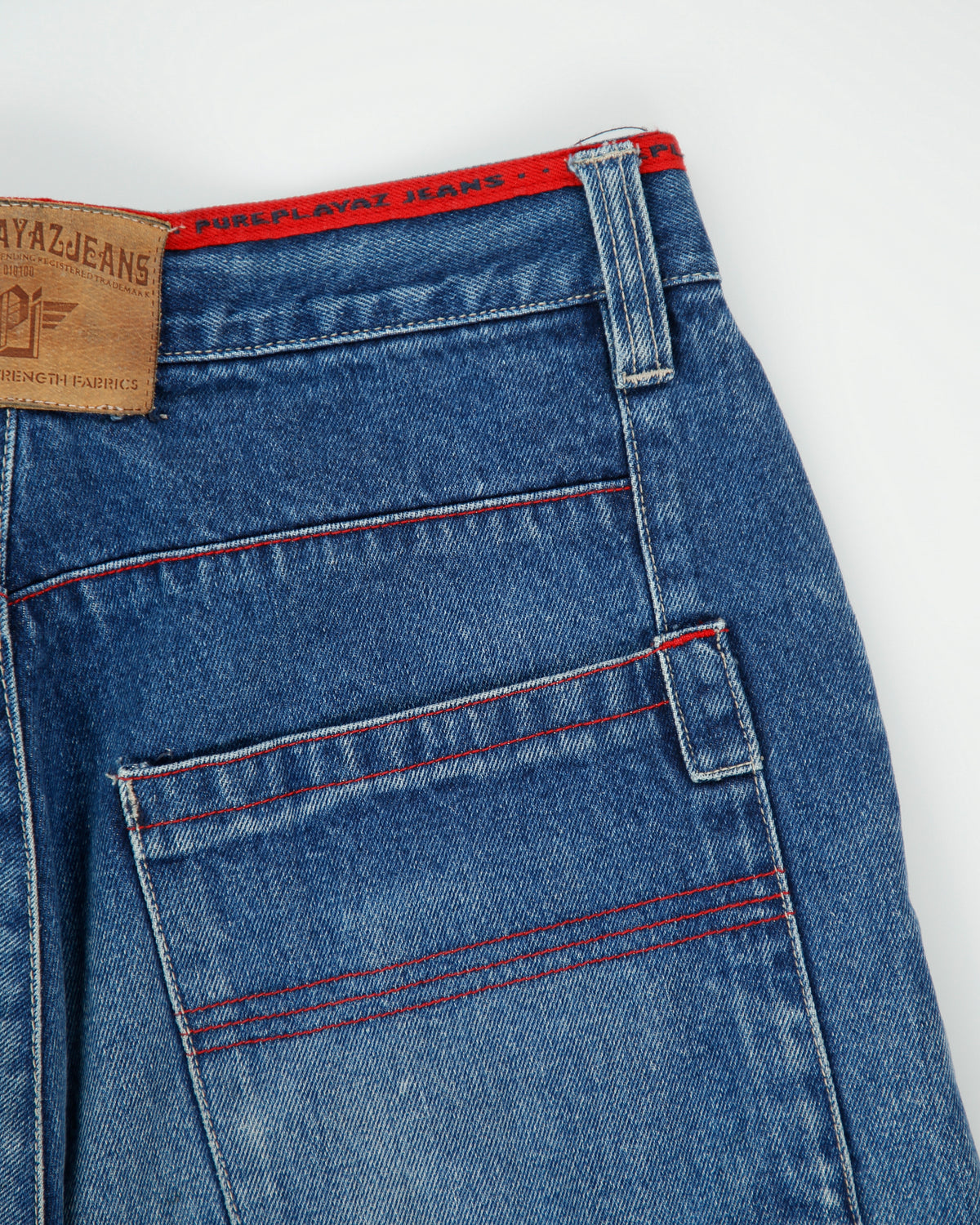 Vintage 1990s Pure Playaz Heavyweight Mid Denim Split Knee Baggy Fit Tapered Wide Leg Jeans - W32 L32