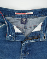 Vintage 1990s Pure Playaz Heavyweight Mid Denim Split Knee Baggy Fit Tapered Wide Leg Jeans - W32 L32