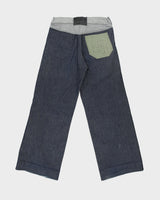 Vintage Custom Made In USA Raw Japanese Selvedge Denim Mid Rise Flap Pocket Wide Leg Jeans - W30 L31