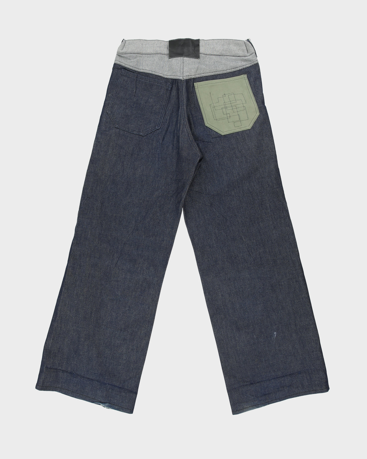 Vintage Custom Made In USA Raw Japanese Selvedge Denim Mid Rise Flap Pocket Wide Leg Jeans - W30 L31