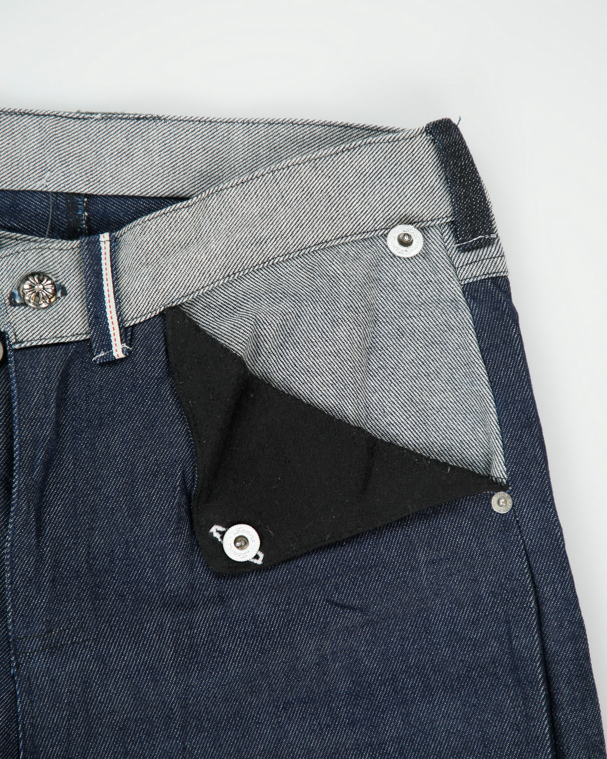 Vintage Custom Made In USA Raw Japanese Selvedge Denim Mid Rise Flap Pocket Wide Leg Jeans - W30 L31