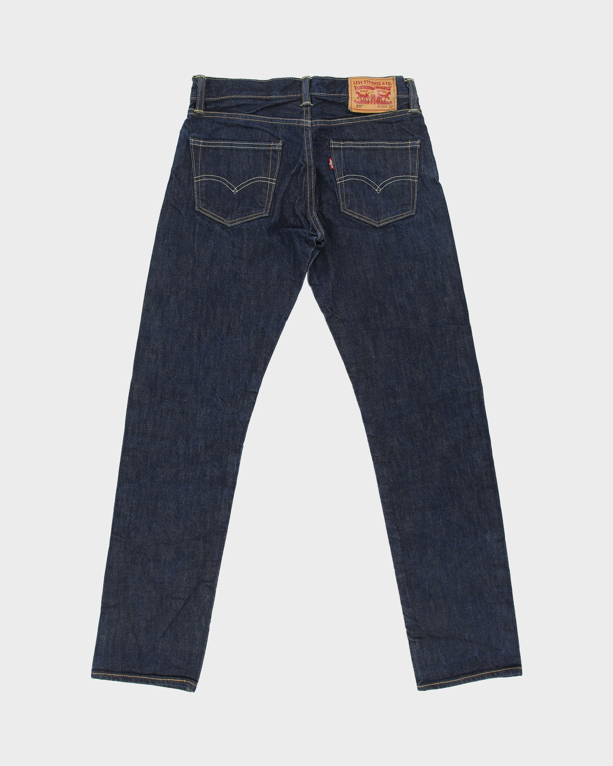 DS Vintage Levi's 511 Red Line Mid Rise Raw Indigo Ridged Selvedge Denim Slim Fit Jeans - W30 L32