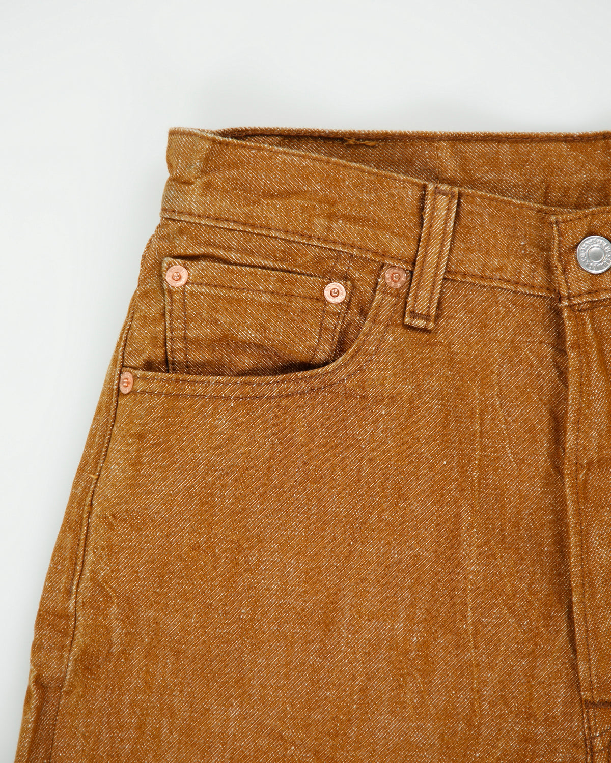 DS Vintage Levi's 501 Red Batwing Tan Mid Rise White Oak Cone Denim Straight Leg Jeans - W31 L30
